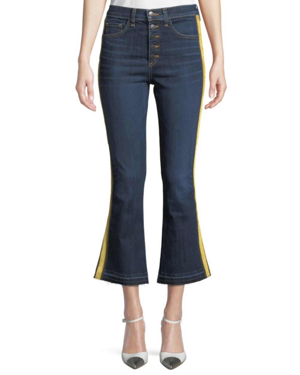 Veronica Beard Carolyn Baby Boot Cropped Jeans With Tux Side Dark Vintage 26